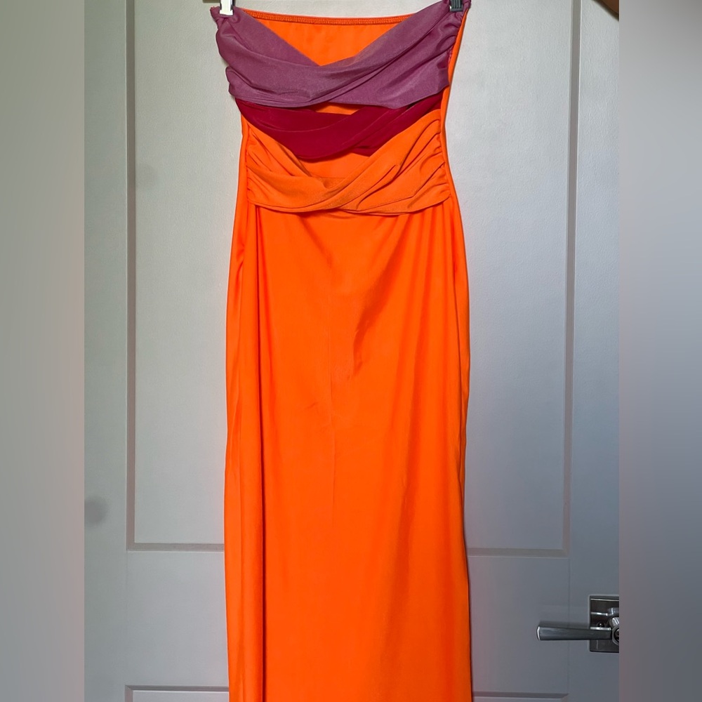 Sky Strapless Orange and Purple Dress
